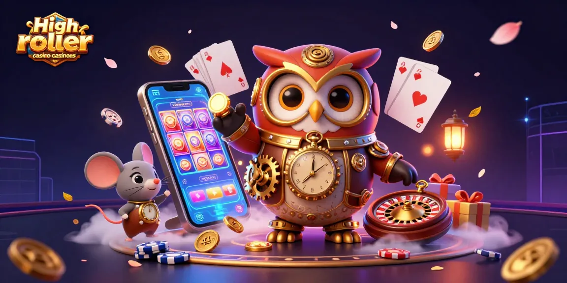 Experience the high roller casino casinous scene with steampunk characters and vibrant gaming elements.